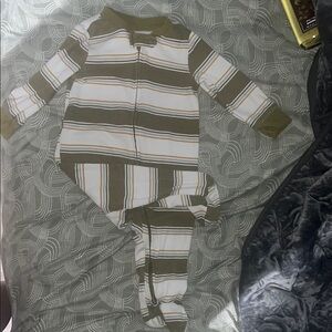 Carter's Green and White Striped Footie